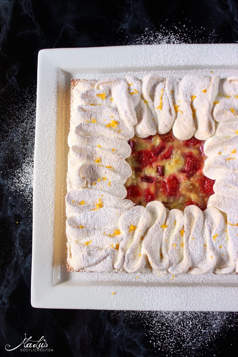 Rhabarber-Erdbeer Flan Tarte mit Orangenbaiser - Maren Lubbe - Feine ...