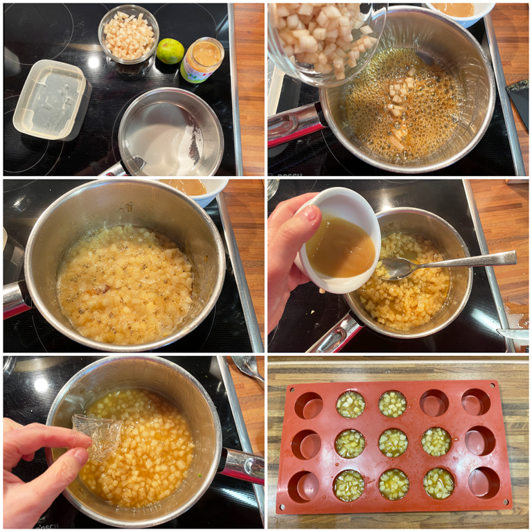 Sahniges Himbeertörtchen mit Karamellbirnen und Kürbiskernbiskuit ...