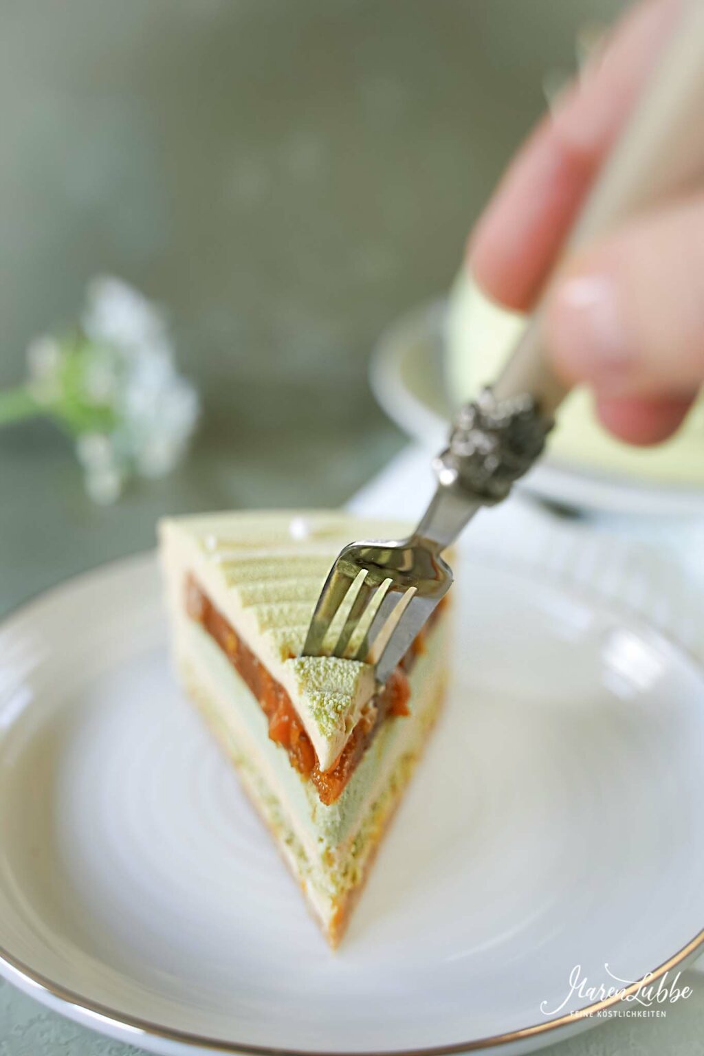 Aprikosen-Kalamansi Torte mit Pistazie und Schokoladenblüten - Maren ...