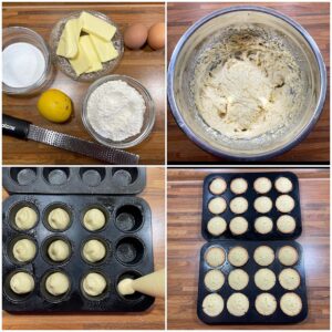Minimuffins aus Zitronenteig