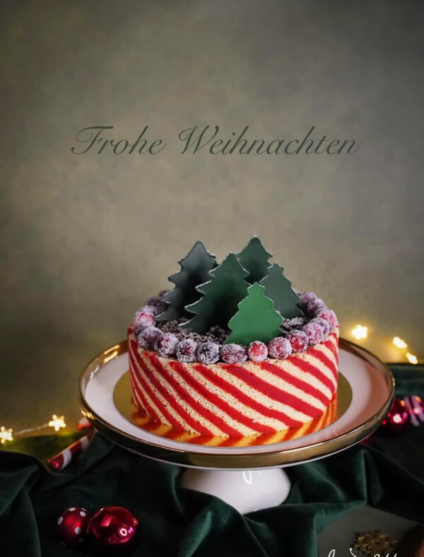 Weihnachtstorte mit Cranberries & Marzipan