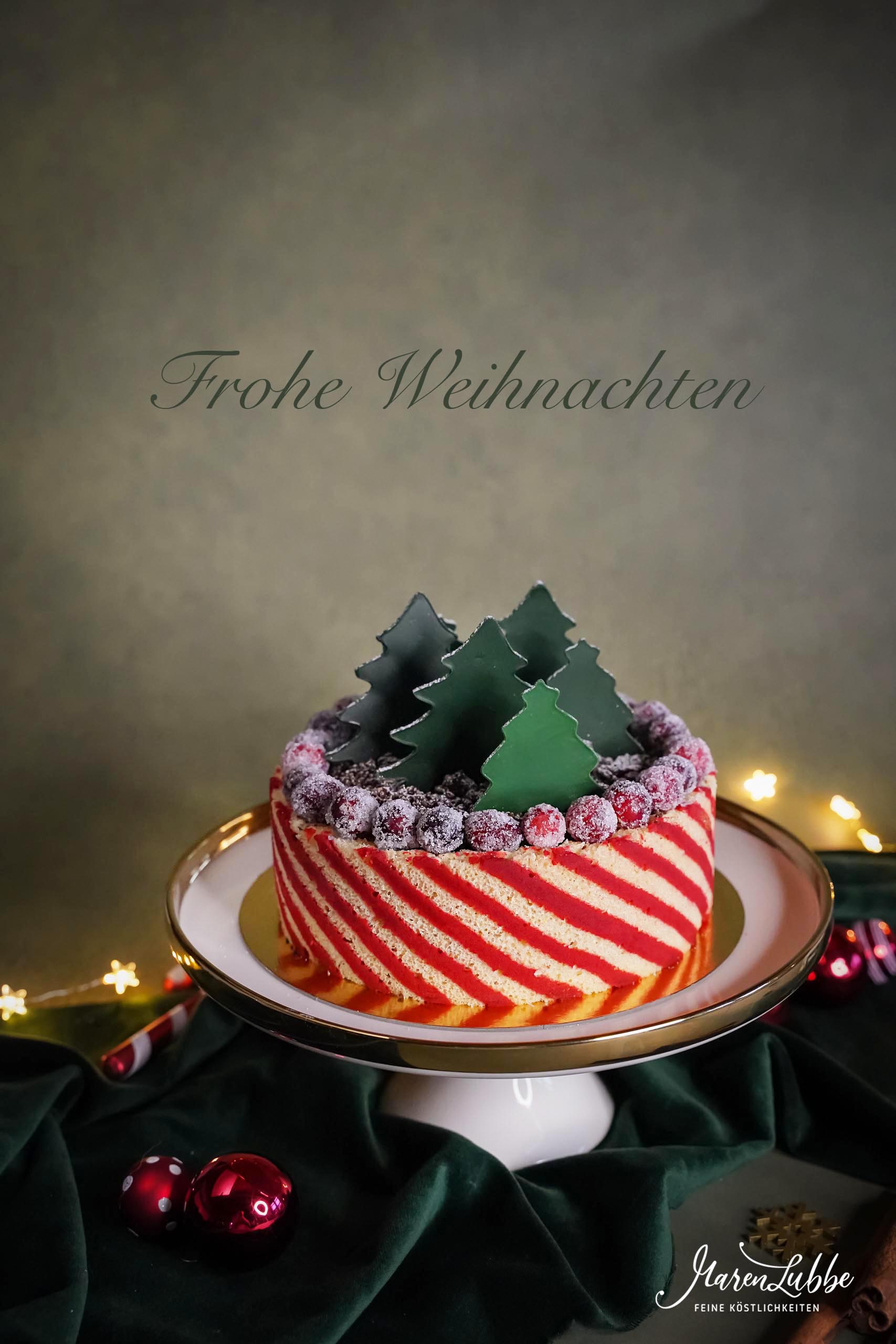 Weihnachtstorte mit Cranberries & Marzipan